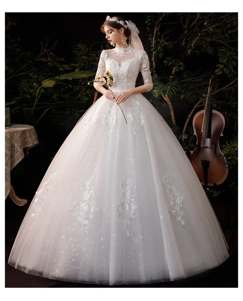 Traditional Half Sleeve Wedding Dress