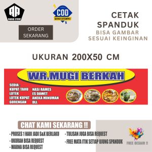Cetak Spanduk Cetak Banner WARUNG MAKAN Ukuran 200X50 Bisa Request
