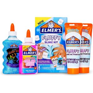 Elmer’s Fluffy Slime Kit | Slime Supplies Include Elmer’s Translucent Color Glue Elmer’s Glitter Glue Elmer’s Fluffy Slime Activator 4 Count