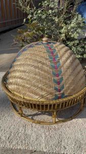 ขันโตกงานหวาย 24 นิ้ว และ ฝาชี งานไม้ไผ่ ขนาด 22 นิ้ว