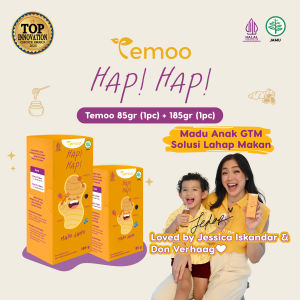 Temoo Hap Hap Madu Jamu 85 gr + 185 gr - Vitamin Penggemuk Badan Anak & Vitamin Otak Anak Cerdas Daya Ingat -  Suplemen Makanan T55