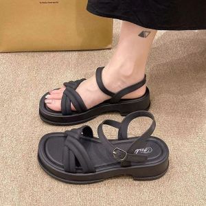 [Free Shipping] WomenS Summer Vintage High-End Beach Sandals Thick-Soled Ladies Single-Strap Slippers