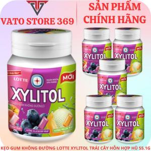 Kẹo gum không đường LOTTE XYLITOL hương trái cây hỗn hợp hũ 55.1g