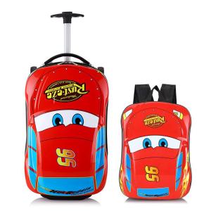 Cartoon Mounts Children Trolley 18-inch Suitcase Caster Car 13-inch Backpack Combination