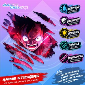 New One Piece Anime Inspired Scratch Sticker Waterproof Vinyl for Helmet Motorcycle Car & Tumbler