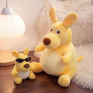 GORGE Màu vàng Thú nhồi bông Kangaroo Vải nhung mềm mại Hình Dáng Mập Mạp Thú nhồi bông hình Kangaroo Quà tặng Phong cách hoạt hình dễ thương Đồ treo trang trí Đồ trang trí phòng trẻ em