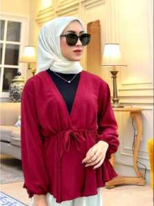 BLOUSE  KEMEJA WANITA  LENGAN PANJANG WANITA/ATASAN SERUT PINGGANG KEKINIAN/BLUS MODEL TERBARU