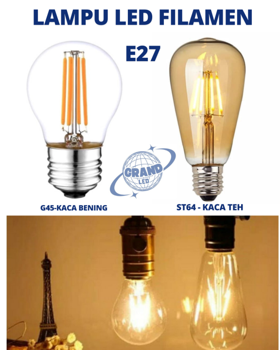 LAMPU LED FILAMEN ST64 4WATT KACA TEH // G45 2WATT PIJAR