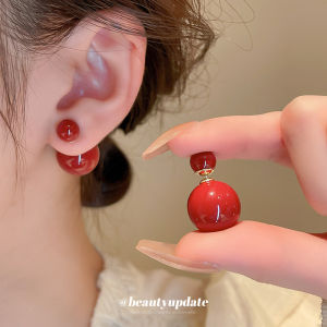 เข็มกลัดสีเงินปีใหม่ ไข่มุกวงกลมตก แต่งต่างหูแบบโบราณ