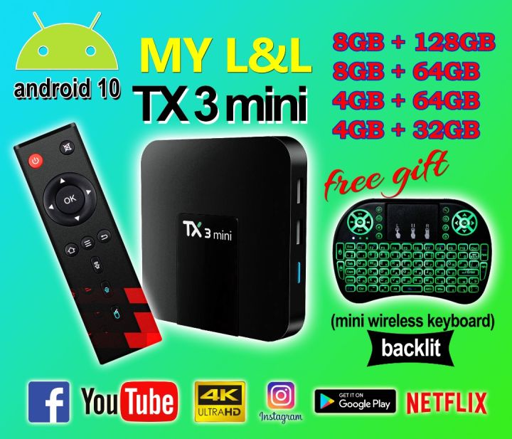 TvBox T X 3 MINI 8GB 128GB Preinstall 10000 Famous Live Channel