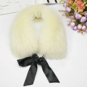LIWU Faux Fur Fur Collar Scarf Warm Soft Plush Neck Wrap Bow Ribbon fake collar for Fall Winter