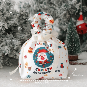 PICKIT Elk Snowman Christmas Eve Snack Packaging Bag Santa Claus Reusable Drawstring Tote Bag Cartoon Christmas Wrapping Bags Merry Christmas Decor