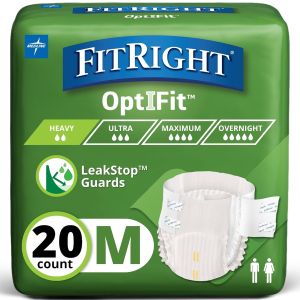 FitRight Extra+ OptiFit Heavy Absorbency Diapers FSA/HSA Eligible20 Count Waist Size 32"-44" M Incontinence Briefs for Men and Women Moisture Wicking Leak Protection