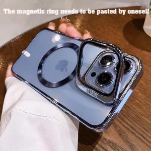 Luxury Magnetic Bracket Case for iPhone 14 13 12 15 16 Pro Max 16 Plus for Magsafe Wireless Charge Stand Transparent Cover