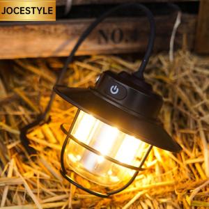 LED Camping Lantern Vintage 200LM Portable Camping Light Stepless Dimming Type-C USB Rechargeable for Hiking Fishing Emergency