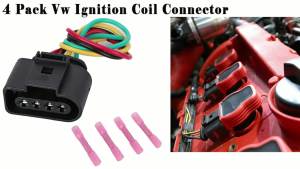 4 Pack Ignition Coil Connector Plug Harness Compatible with Volkswagen Vw Passat Replacement for Audi A4 1.8T 2.0T 2.5L 3.2L 4.2L Vw Ignition Coil Harness 16pcs Heat Shrink Butt Connectors