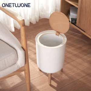 Onetwone ถังรีไซเคิลกลมถังขยะแบบกด7L พร้อมขายึดสำหรับห้องนอนถังขยะถังขยะสไตล์ญี่ปุ่นถังขยะสำหรับครัวถังขยะถังขยะในห้องน้ำ