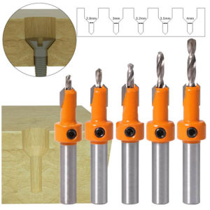 5pcs Carbide 8mm Shank Countersink Router Drill Bits Set WoodWorking 木工沉孔锥孔钻