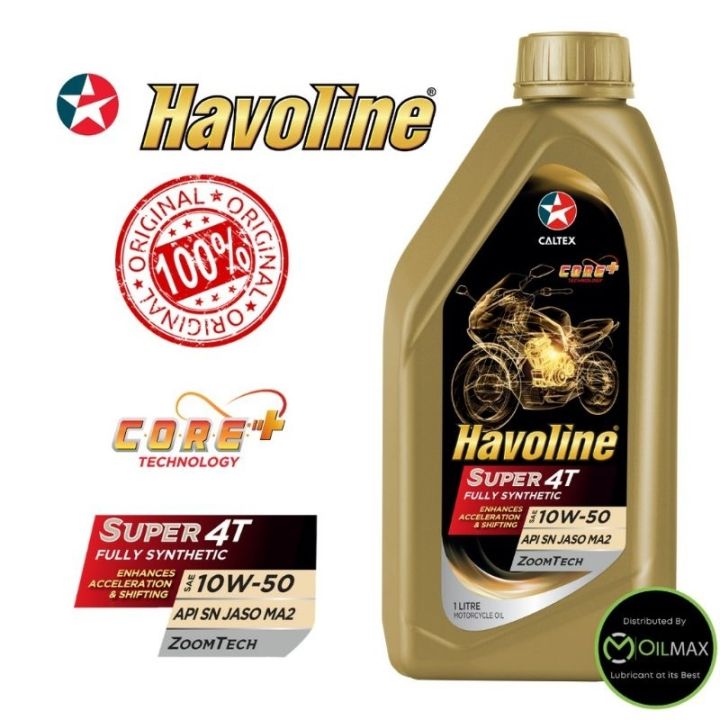 Nhớt CALTEX 10W50 SN 1L MA2,Tổng hợp 100%, Havoline Super 4T FULLY ...