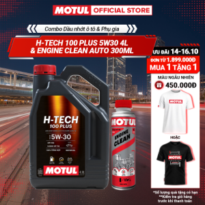 Combo Dầu nhớt xe ô tô MOTUL H-TECH 100 PLUS 5W30 4L và Phụ gia vệ sinh động cơ xe ô tô - ENGINE CLEAN AUTO 300ml