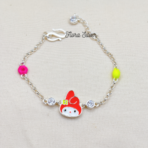 FLORA 0754L - Lắc tay bạc ta hình thỏ My Melody màu đỏ hồng dành cho bé gái