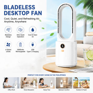 HAILANG Premium version Bladeless Fan Humidifying spray Long-Lasting Battery Gentle Breeze 6-Speed Quiet Operation