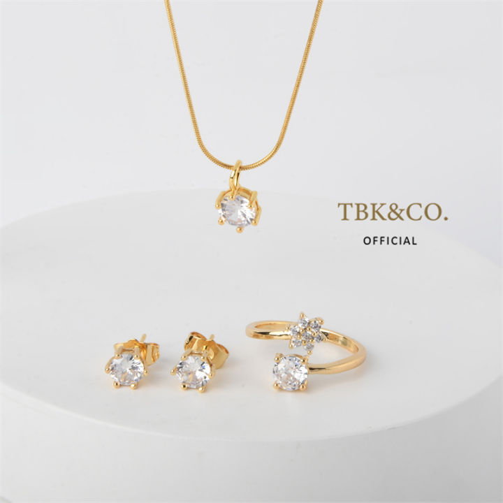 TBK 18K Gold Necklace Earring Adjustable Ring Jewelry Set for Women Fashion  Accessories 653st Lazada PH - Main Image