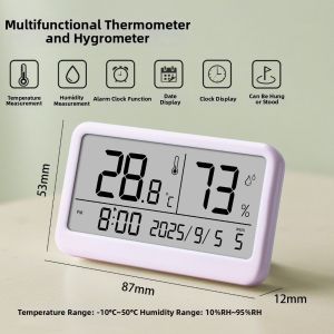 YIYIUR ic Temperature Meter Multi-functional LCD Display Electronic Hygrometer  Wall Mount Desktop Clock Home Use