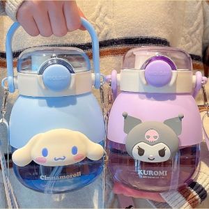 1050ml Sanrio Double Drinking Large Capacity Water Cup Kuromi My Melody Cinnamoroll Summer Straw Cup Cold Water Cup Sports Water Bottl Female Birthday Gift