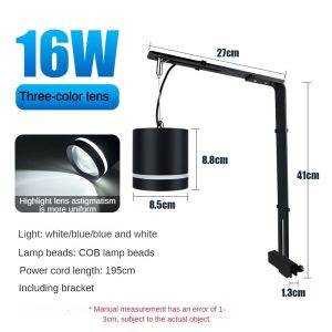 Aquarium Lighting Chandelier RGB light source Color Changing Grass Tank （Including bracket）Cylindrical Hanging Lamp Fast Heat Dissipation Seawater Tank Lamp Aquarium Hanging Lamp Aqua Three gears three colors 16W 18W
