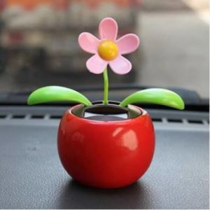 Dasbor Ornamen Mobil Lucu Bentuk Flip Bunga Pengisian Tenaga Surya