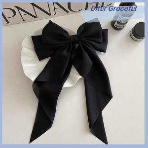 Ditur Bow Ribbon Hairpin Headwear Simple Elegant Satin Spring Clip Fixed Hair Clip Retro Party Headdress Red Hair Accessories