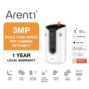 ARENTI Petcam1T for Cats and Dogs | Toss Treats | 2K UHD 3MP | Pet Surveillance Camera | Pet Camera