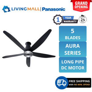 [𝐅𝐑𝐄𝐄 𝐃𝐄𝐋𝐈𝐕𝐄𝐑𝐘] PANASONIC F-M15EX (60") 5 Blades Dc Motor Ceiling Fan (Long Pipe) AURA SERIES 9 Speed F-M15EXVBKRH