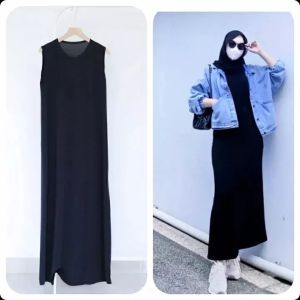 INNER DRESS PANJANG // LEKBONG // INNER DRESS KOREA STYLE // DRESS SPAN PANJANG POLOS // LONG DRESS WANITA // INNER DRESS PANJANG SPAN TANPA TANGAN // LONG DRESS KOREA HIJAB STYLE // DRESS HITAM // LONG DRESS POLOS HITAM