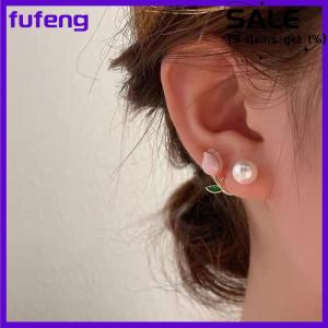 fufeng Hàn Quốc Ánh Sáng Sang Trọng Tulip Giả Ngọc Trai Stud Bông Tai Cho Phụ Nữ Hai Cách Để Mặc Đinh Tai Cho Cô Gái Hàng Ngày Đảng Đồ Trang Sức