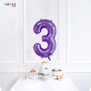FR-C390 Balon Foil Angka 0-9 Warna Ungu Balon Angka Polos / Balon Ulang Tahun Perlengkapan Ultah