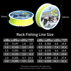 Bingolife Senar Pancing Batu 0.5mm Tali Pancing Nilon 14kg Tahan Lama Kuat 150m Kuning Rock Fishing Line