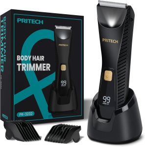 PRITECH Manscape Body Hair Trimmer - Waterproof Pubic Hair Ball Trimmer Ceramic Blade Shavers Electric Razors for Men with USB-C Charging Wet/Dry Use Nick-Free Mens Grooming Kits Gifts for Men