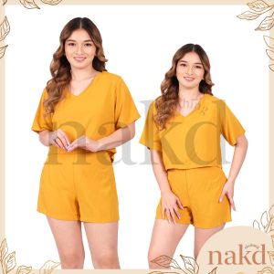 NAKD FASHION MARELLA V NECK CHALLIS BASIC DAILY TERNO SET 1515
