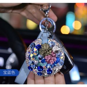 Móc khóa đính đá ngũ sắc có Gương Mini đính đá cao cấp làm phụ kiện quà tặng dây treo balo túi xách ví cầm tay