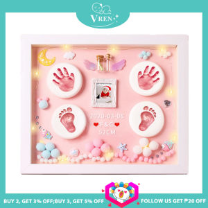 VREN Baby Handprint and Footprint Kit New Born Handprint Inkpad Photo Frame Souvenir for child