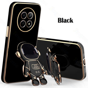 Jingsanc ขาตั้ง Realme 125G/Realme 12X 5G เคสโทรศัพท์หรูหรานักบินอวกาศพับได้ซิลิโคนนิ่มเคลือบผิวด้วยไฟฟ้าเคสมีขอบตรงกันกระเทือนเลนส์รวมทุกอย่างพร้อม A5-1ตัวยึดฝาหลัง