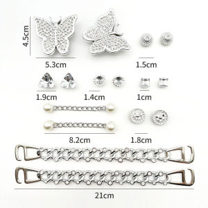 16Pcs Crocs Jibbitz Charms Crystal Diamond Pearl Buckle Detachable Diamond Inlaid 3D Butterfly Pearl Shoes Chain Decoration for Crocs