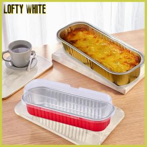 Lofty White ถาดอบขนมอลูมิเนียมฟอยล์ทรงสี่เหลี่ยมถาดขนมปังขนาดเล็กแบบใช้ซ้ำได้10ชิ้นมี ไม่มีฝาปิด