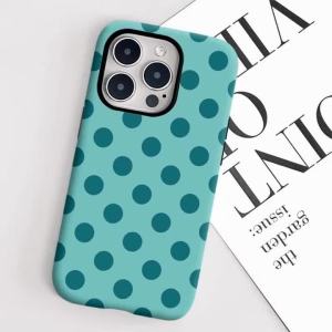 The new simple blue polka dot pattern two-in-one film phone case is suitable for iPhone 17 16 15 14 13 12 11 etc.