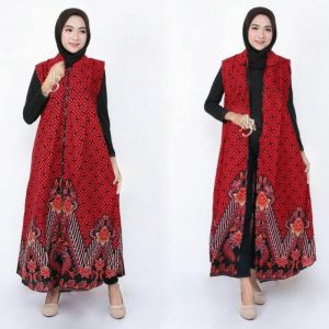 Longcardy Batik Kardigan long dress Model Tanpa Lengan Long Cardigan Outer Katun G