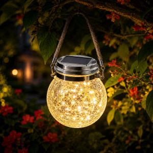 Solar Powered Glass Jar Lantern Auto Light Sensor Warm LED Lamp for Outdoor Home Decoration