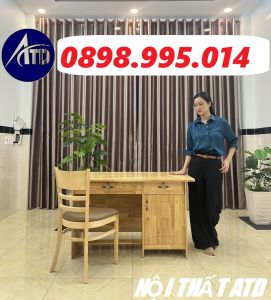 Bàn học gỗ thông cao cấp 1m2 có ngăn kéo và hộc bàn đựng tài liệu giá xưởng giao HỎA TỐC HCM