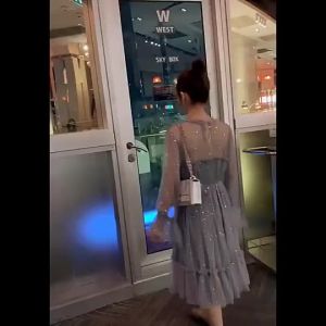 (COD) womens sweet little fresh waist fairy mesh dress